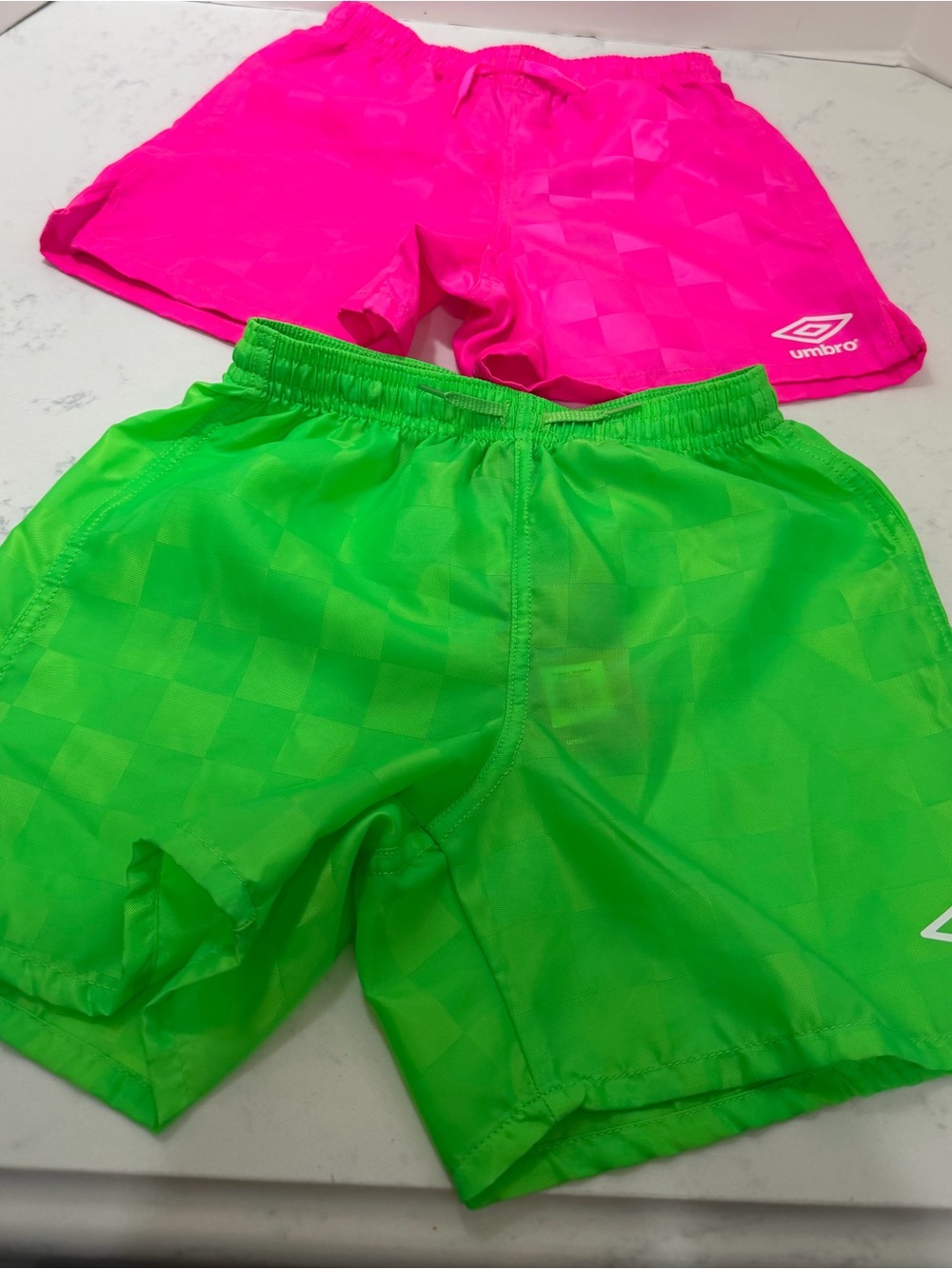Umbro Kids Neon Pink & Neon Green Athletic Shorts Set bundle of two pairs - Picture 5 of 10